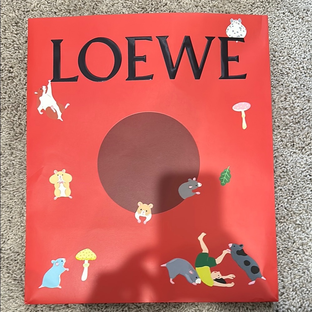 Loewe Red Gift Bag with Animal Illustrations